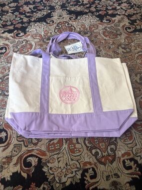 Trader Joe's Cream Tote with Lavender Accents